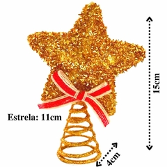 Estrela Dourada Topo para Arvore de Natal Media Grande Fino Acabamento/2