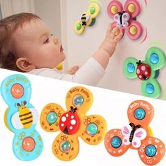 Kit Brinquedinho de Bebê Spinner com Ventosa Chocalho