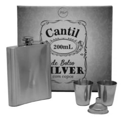 Cantil Porta Bebidas de Bolso Garrafa Inox Kit Personalizado/3