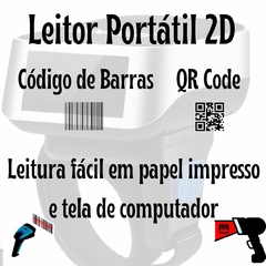 Leitor de Código de Barras e QR Code Portátil de Dedo 2D/3