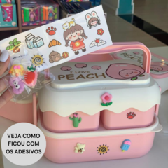 Kit 20 Lancheiras Infantil Pote c Talher Adesivo Escolar - comprar online