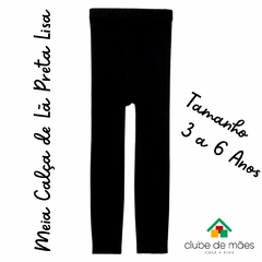 Meia Calça de Lã Infantil Preta Legging Segunda Pele/2