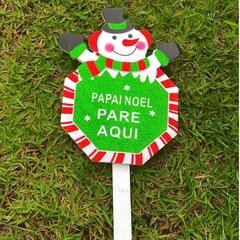 Placa Decorativa Papai Noel Pare Aqui p/ Vaso e Jardim/5