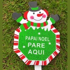 Placa Decorativa Papai Noel Pare Aqui p/ Vaso e Jardim/4