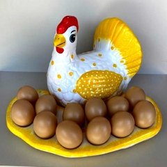 Enfeite para Cozinha Porta Ovo de Cerâmica Suporte 12 Ovos/5