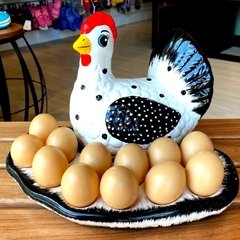 Enfeite para Cozinha Porta Ovo de Cerâmica Suporte 12 Ovos