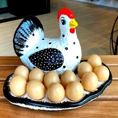 Enfeite para Cozinha Porta Ovo de Cerâmica Suporte 12 Ovos/2
