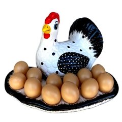 Enfeite para Cozinha Porta Ovo de Cerâmica Suporte 12 Ovos/6