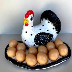 Enfeite para Cozinha Porta Ovo de Cerâmica Suporte 12 Ovos/4