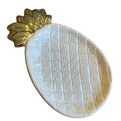 Prato Decorativo de Ceramica Pequeno Abacaxi Dourado/1