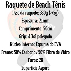 Raquete de Beach Tennis Carbono Profissional com Capa/14