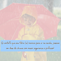 Capa de Chuva Escolar Infantil com Capuz Menino e Menina/12