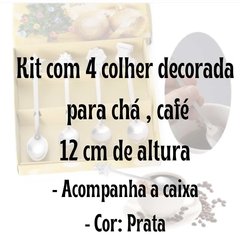 Colher Decorada para Natal Kit c/ 4 mesa posta café e chá/5