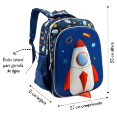 Mochila Infantil Escolar de Costas Foguete para Menino/5