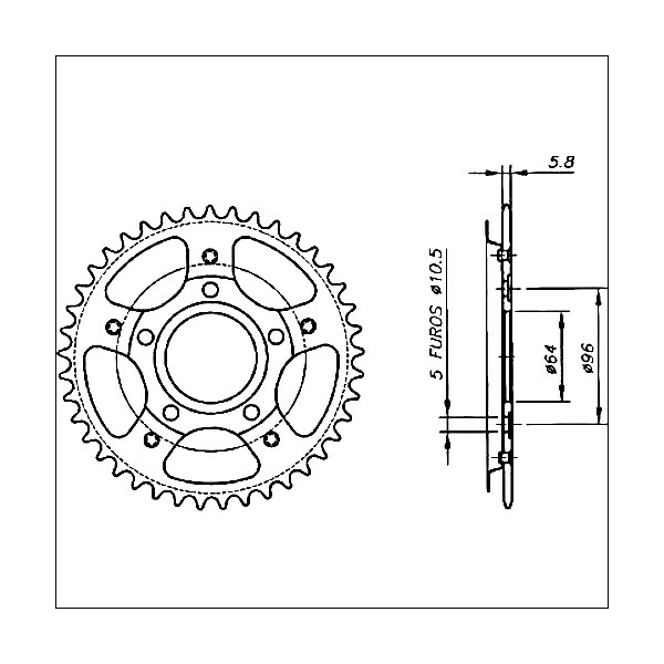 Kit Relação Transmissão Moto Honda Cbx200 Strada 1995 a 2003 Vaz