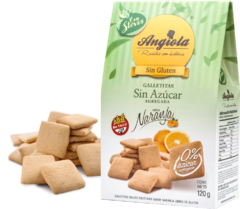 GALLETAS SIN TACC SIN AZÚCAR AGREGADA SABOR NARANJA X 120 GR ANGIOLA