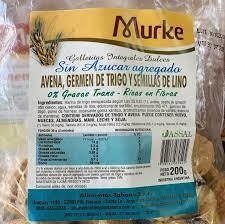 GALLETAS INTEGRALES SIN AZÚCAR AVENA, GERMEN DE TRIGO Y SEMILLAS DE LINO X 200GR MURKE