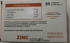 ZINC X 30 C0MPRIMIDOS - EL NATURALISTA - comprar online