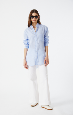 CAMISA MUST CELESTE [LINO 100%] - comprar online