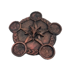 PORTA VELAS E INCENSÁRIO PENTAGRAMA BAPHOMET (BRONZE) EXCLUSIVO