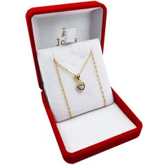 Conjunto Oro 18k Cadena Singapur + Dije Corazón Con Piedra - 1,4 Grs - comprar online
