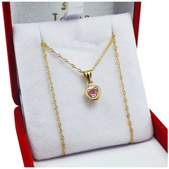 Conjunto Oro 18k Cadena Singapur + Dije Corazón Con Piedra - 1,4 Grs en internet