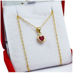 Conjunto Oro 18k Cadena Singapur + Dije Corazón Con Piedra - 1,4 Grs - tienda online