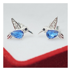 Aros Plata 925 Colibri Con Piedras Cierre Mariposa C1088 - comprar online