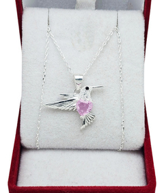 Conjunto Plata 925 Colibri Piedra Regulable 45/50 Cm C1230 en internet