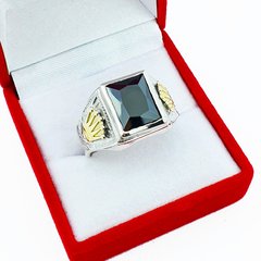 Anillos Plata Y Oro 18kts Hombre Corona Sello Con Piedra 