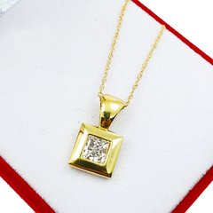 Conjunto Oro 18 K Cadena 45cm Dije Colgante Con Cubic Damas - comprar online