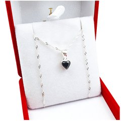 Conjunto Plata 925 Cadena Y Corazón Cubic Negro Y Blanco - 1,9Grs - - comprar online