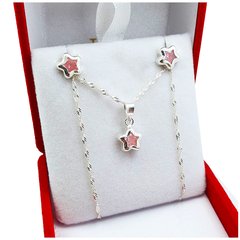 Conjunto Plata 925 Estrella C/ Cubic Cadena Dije Aros - 2,9Grs - - comprar online