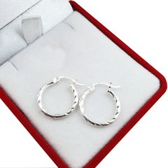 Aros Facetados Plata 925 Cierre Italiano 18mm 1.5gr -