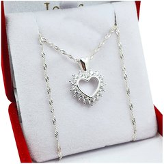 Conjunto Plata 925 Cadena Y Dije Corazón - 3 Grs -