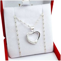 Conjunto Cadena Y Dije Plata 925 Corazón Piedras - 2,8Grs - - comprar online