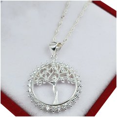 Conjunto De Plata 925 Árbol Importado Italiano Cadena Y Dije Cd6 - 3,6 Grs - - tienda online