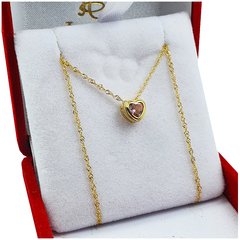 Conjunto Oro 18k Cadena Singapur Corazón Pasante Dczp06 1,6Grs - tienda online