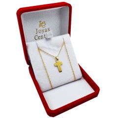 Conjunto Cruz Oro 18kts Cadena Singapur 45cm - 1,4Grs en internet