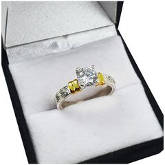 Anillo Cintillo Plata 925 Y Oro 18kts Compromiso CD20 - - comprar online