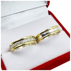 ALIANZAS PLATA 925 Y ORO 18K AMARILLO MODELO C5D2 - comprar online