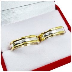 ALIANZAS PLATA 925 Y ORO 18K AMARILLO MODELO C5D2 CON GRABADO DE CADA ALIANZA