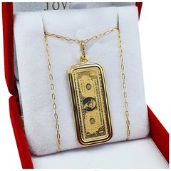 Collar Dolar Oro 18kts Billete 1 Dolar Dinero 2,2gr Forcet - comprar online