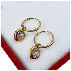 Aros Cubanos Corazon Oro 18kts 10 Mm 1,4gr Con Dije - comprar online