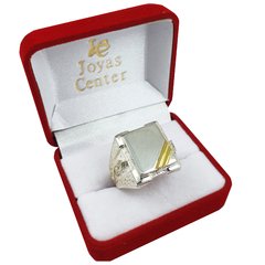 Anillo Sello Plata Y Oro 18kts Grabado Hombre Cuadrado 705 - en internet