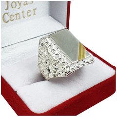 Anillo Sello Plata Y Oro 18kts Grabado Hombre Grande 704 - - comprar online