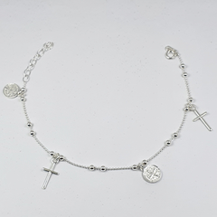 Pulsera Denario Religiosa Plata 925 San Benito Cruz PD300 -3,1Grs - - tienda online