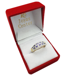 Anillo Cintillo Plata Y Oro 18kts Compromiso - - comprar online