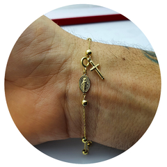 Pulsera Denario Religiosa Oro 18kts Comunión Bautismo 3Gramos - comprar online