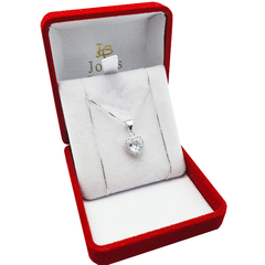 Conjunto Plata 925 Cadena Y Dije Corazón Con Piedras - 2,5Grs - - tienda online